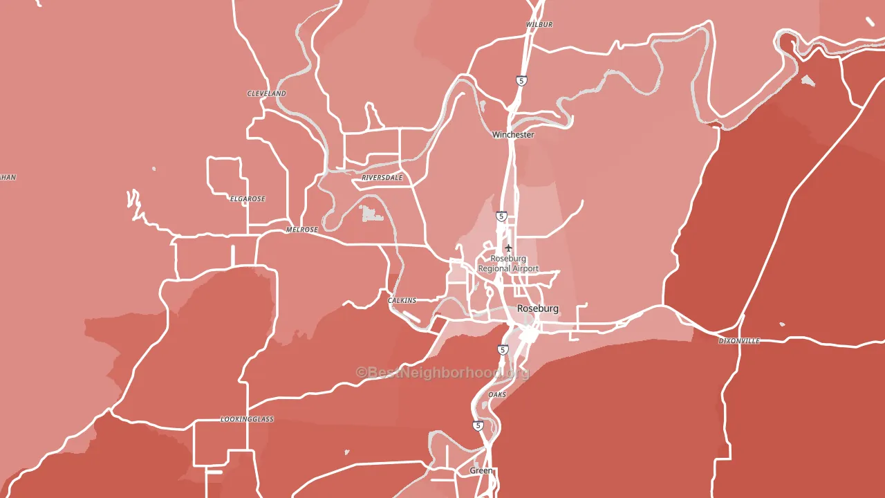 Douglas County, OR block-group political-lean map