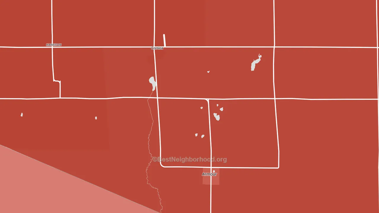 Douglas County, SD block-group political-lean map