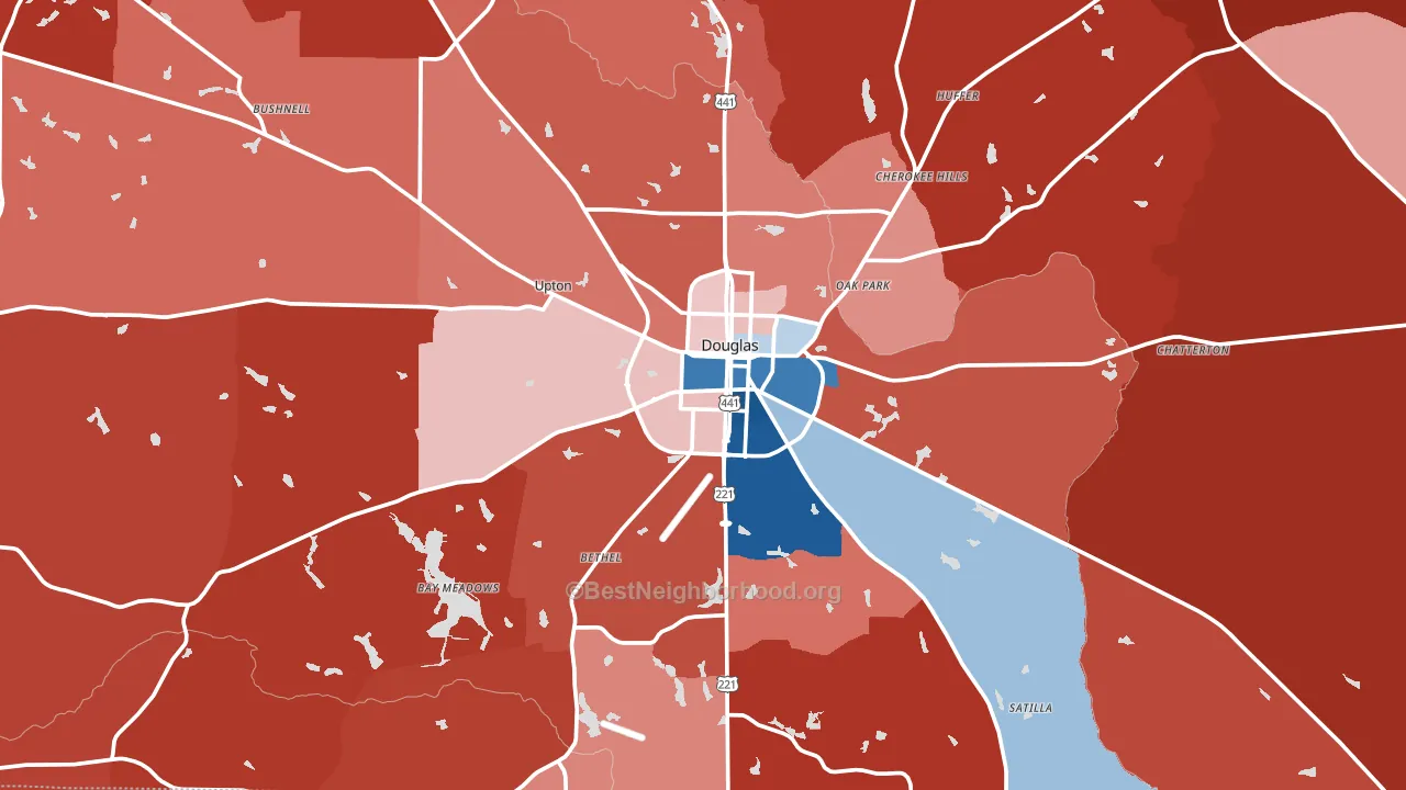 Douglas, GA block-group political-lean map