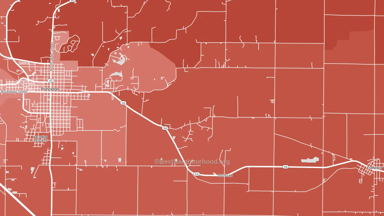 Douglas, IN block-group political-lean map