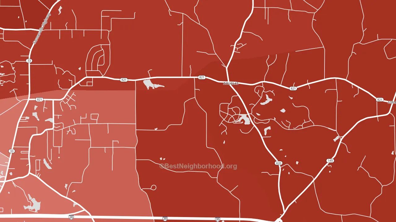 Douglas, LA block-group political-lean map
