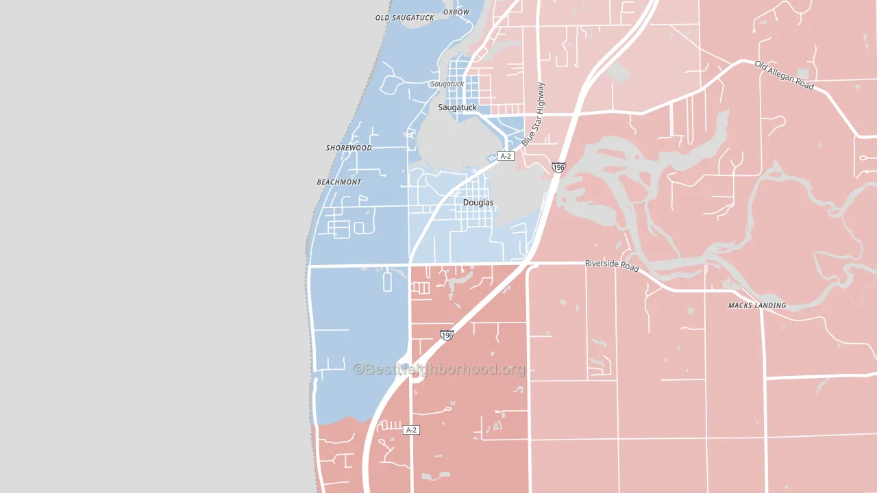 Douglas, MI block-group political-lean map