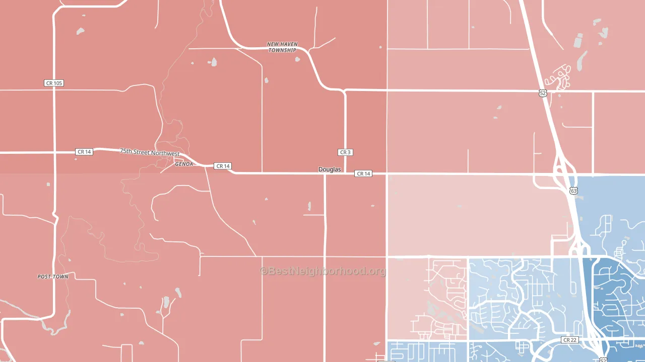 Douglas, MN block-group political-lean map
