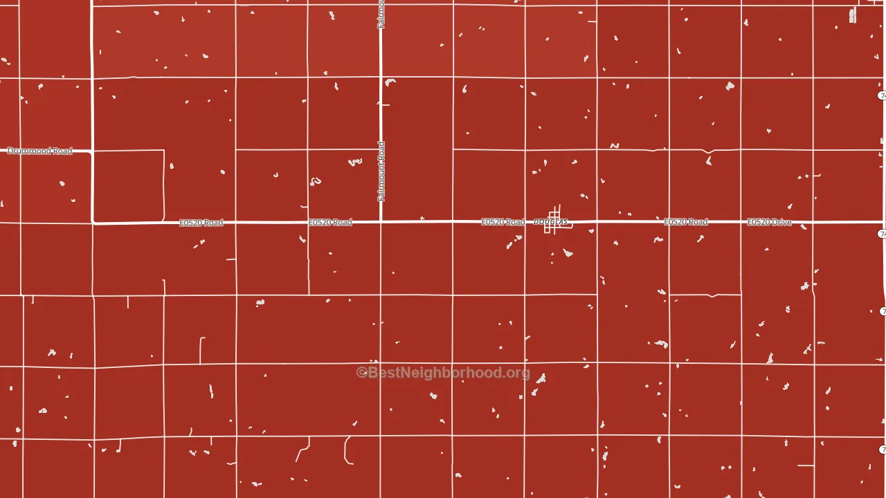 Douglas, OK block-group political-lean map