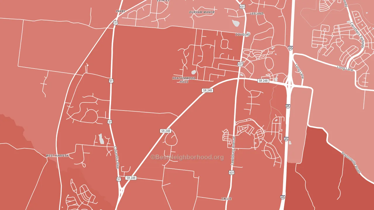 Douglas, TN block-group political-lean map