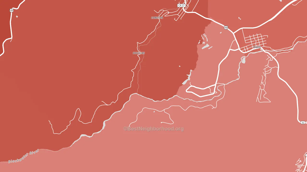Douglas, WV block-group political-lean map