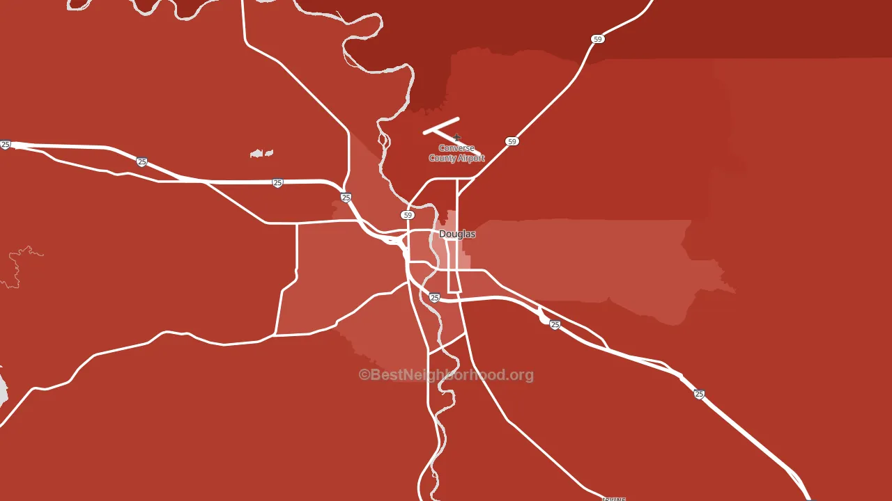 Douglas, WY block-group political-lean map