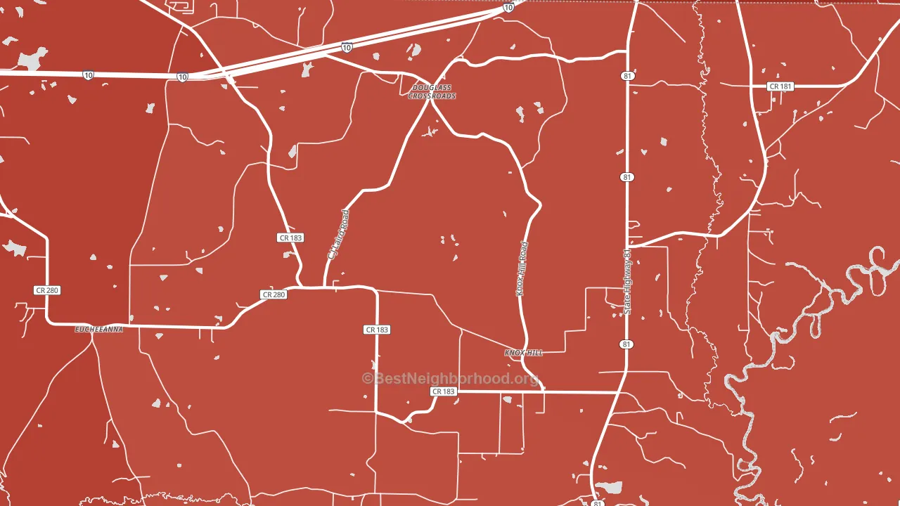 Douglass Crossroads, FL block-group political-lean map