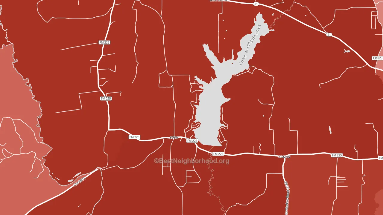Douglass, TX block-group political-lean map