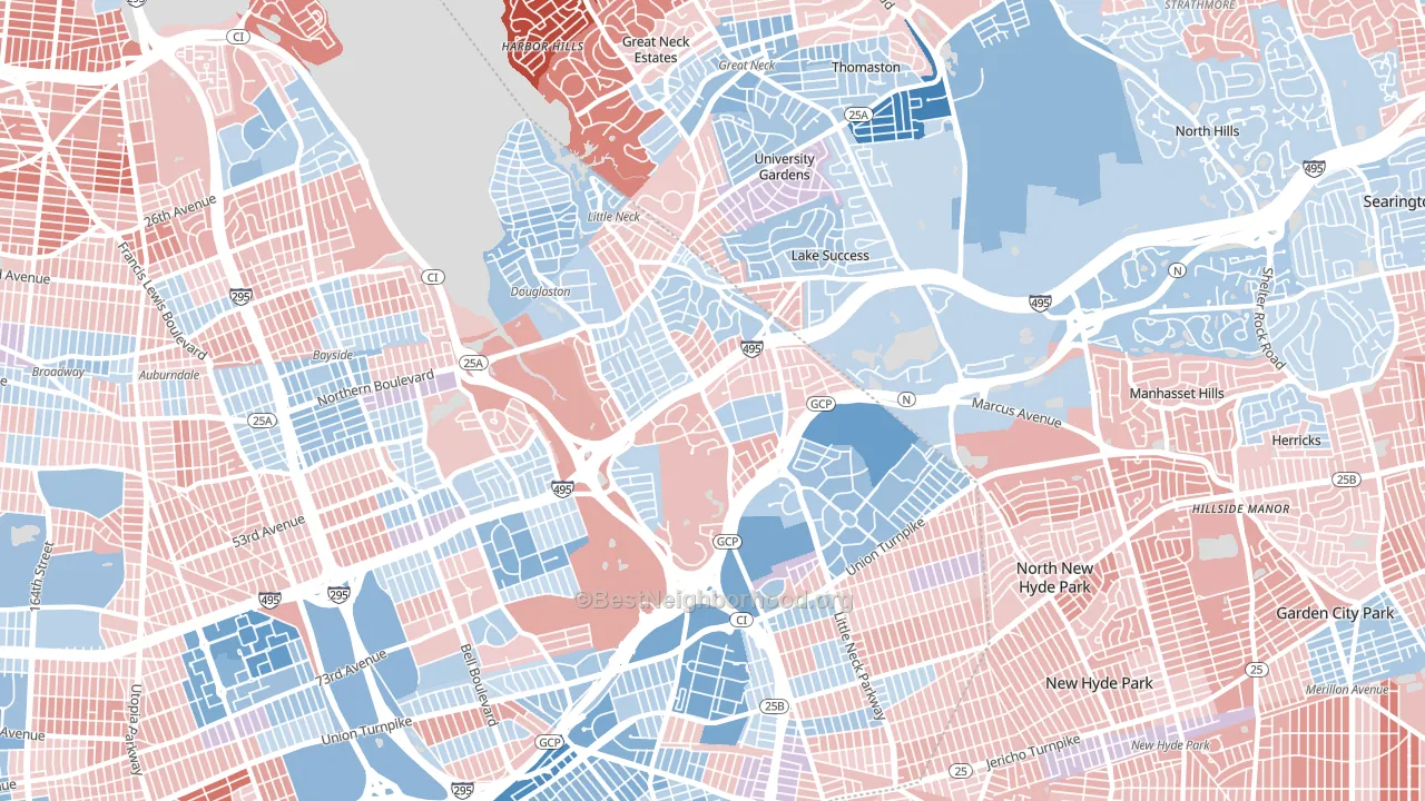 Douglaston-Little Neck, Queens, NY block-group political-lean map