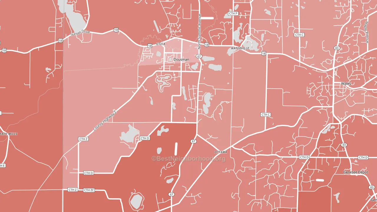 Dousman, WI block-group political-lean map