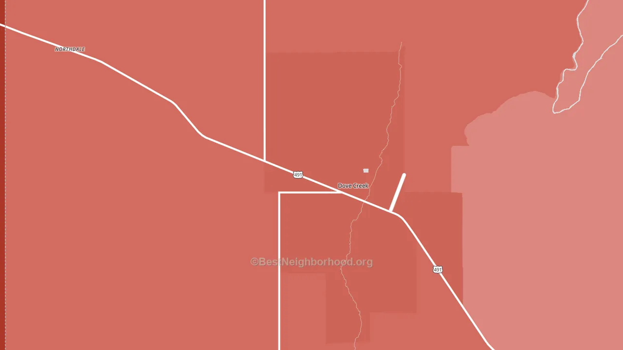 Dove Creek, CO block-group political-lean map
