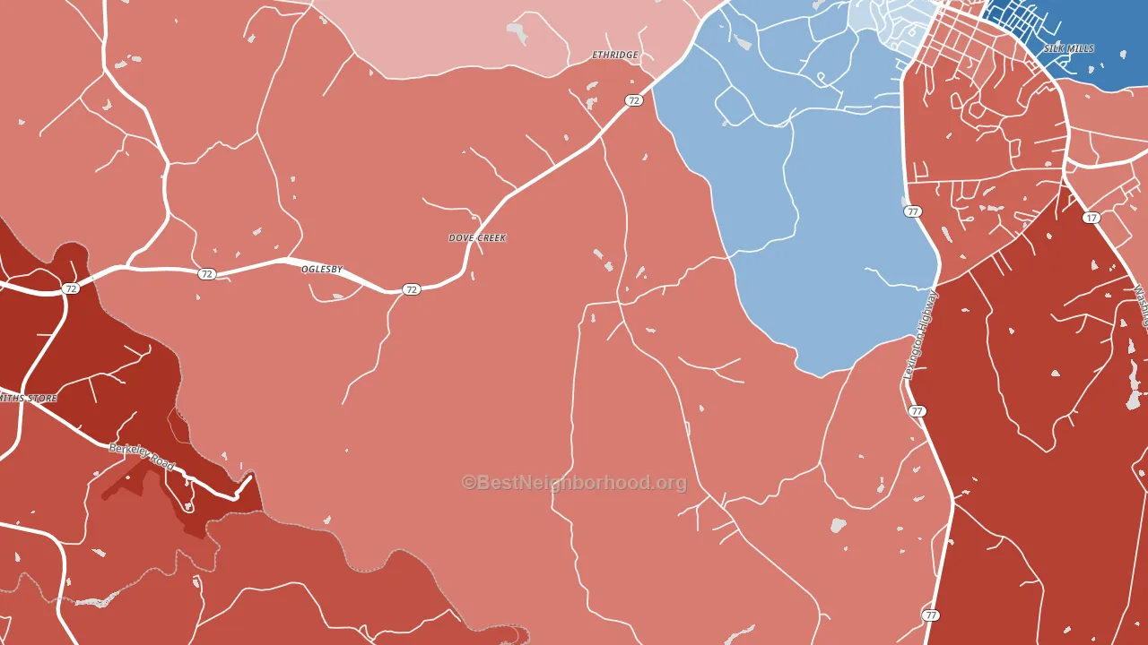Dove Creek, GA block-group political-lean map