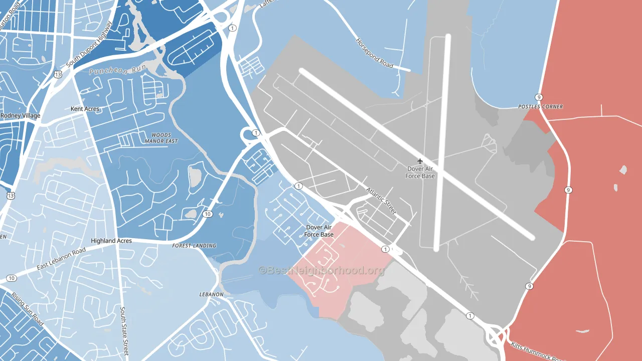 Dover Afb, DE block-group political-lean map