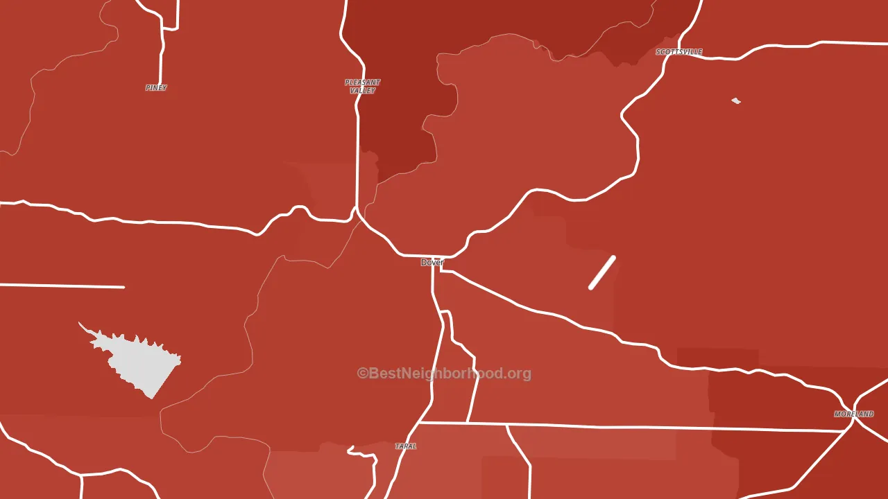 Dover, AR block-group political-lean map