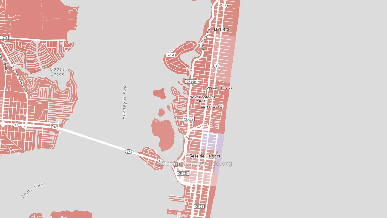 Dover Beaches South, NJ block-group political-lean map