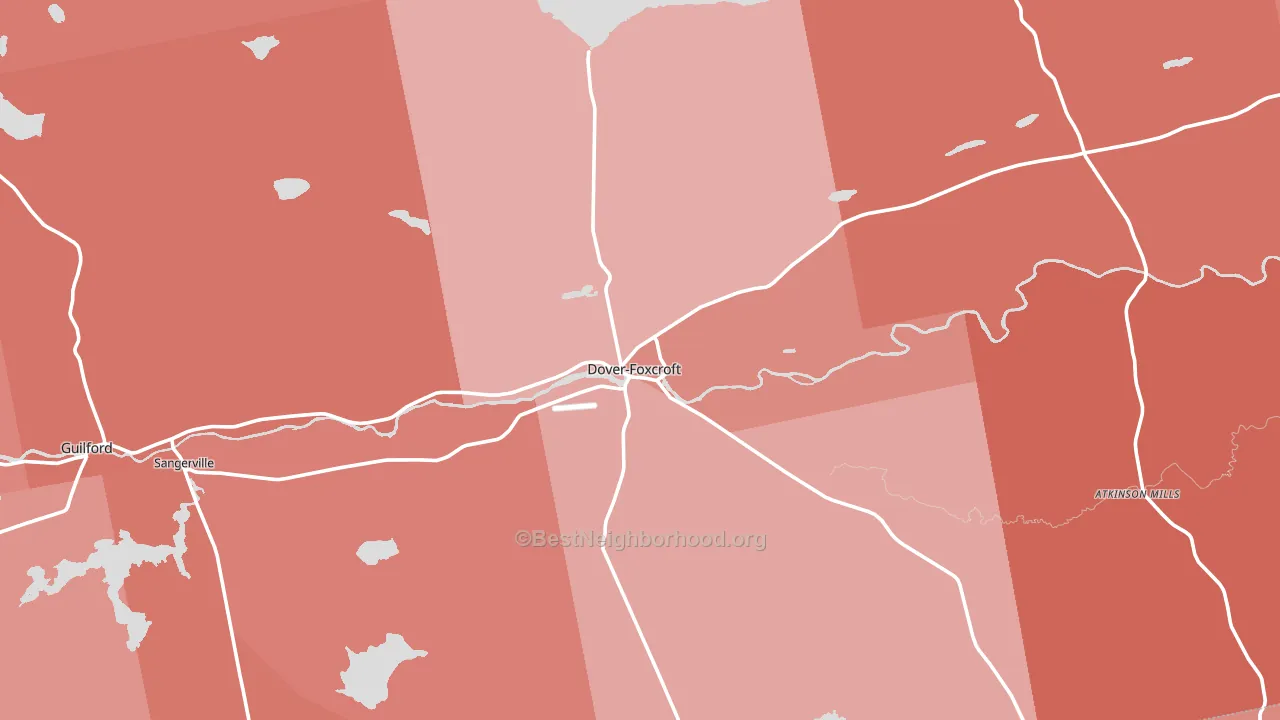 Dover Foxcroft, ME block-group political-lean map