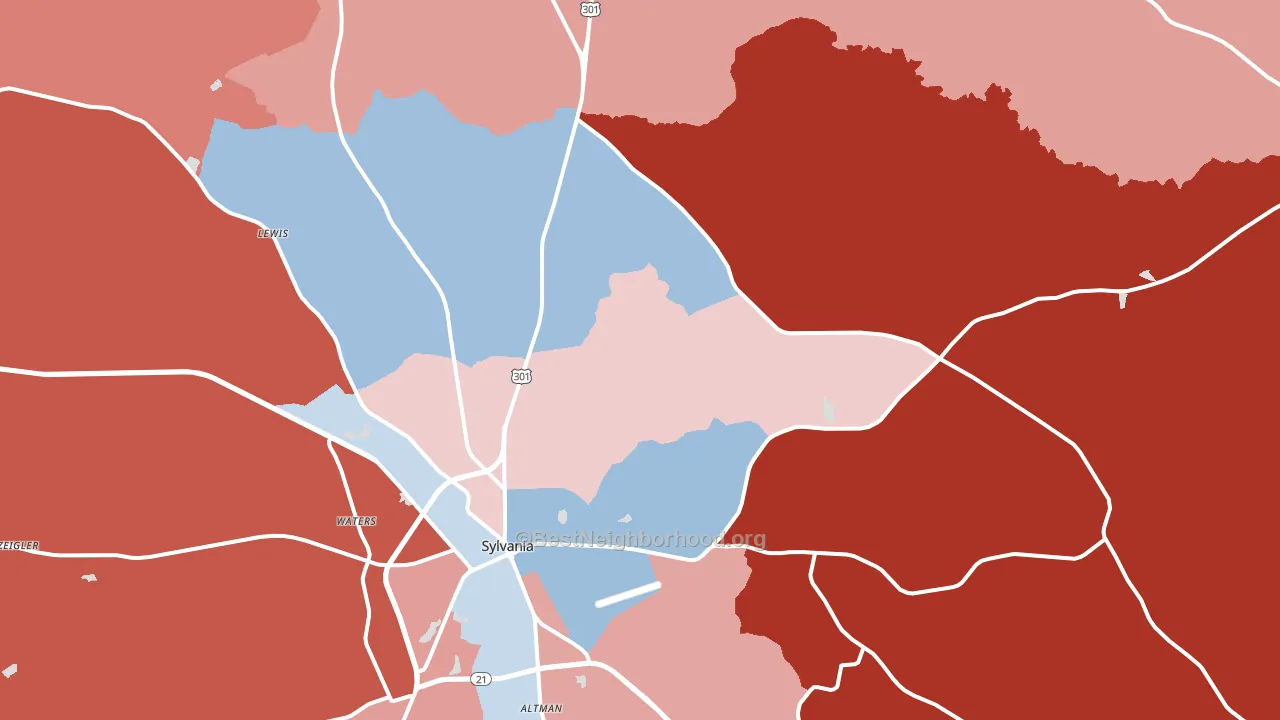 Dover, GA block-group political-lean map