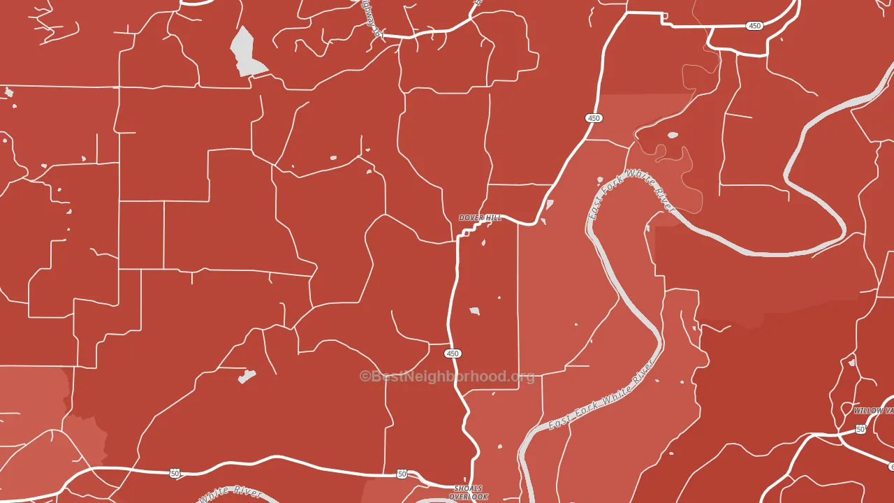 Dover Hill, IN block-group political-lean map