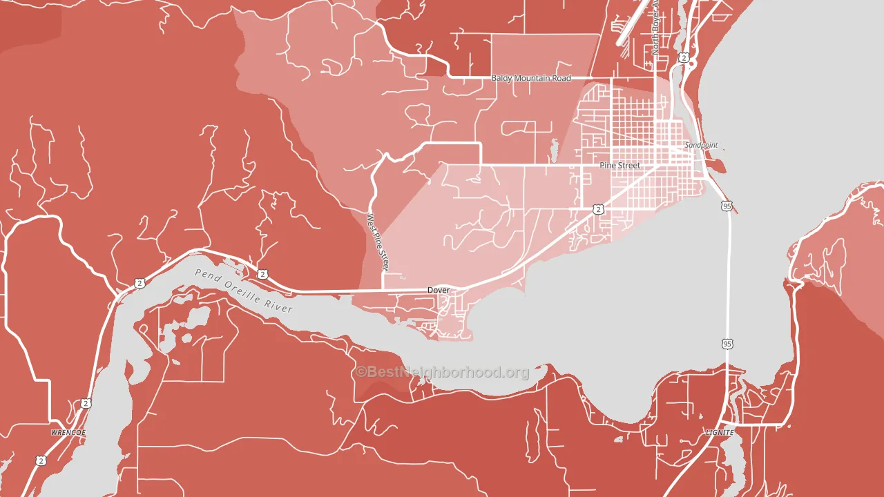 Dover, ID block-group political-lean map