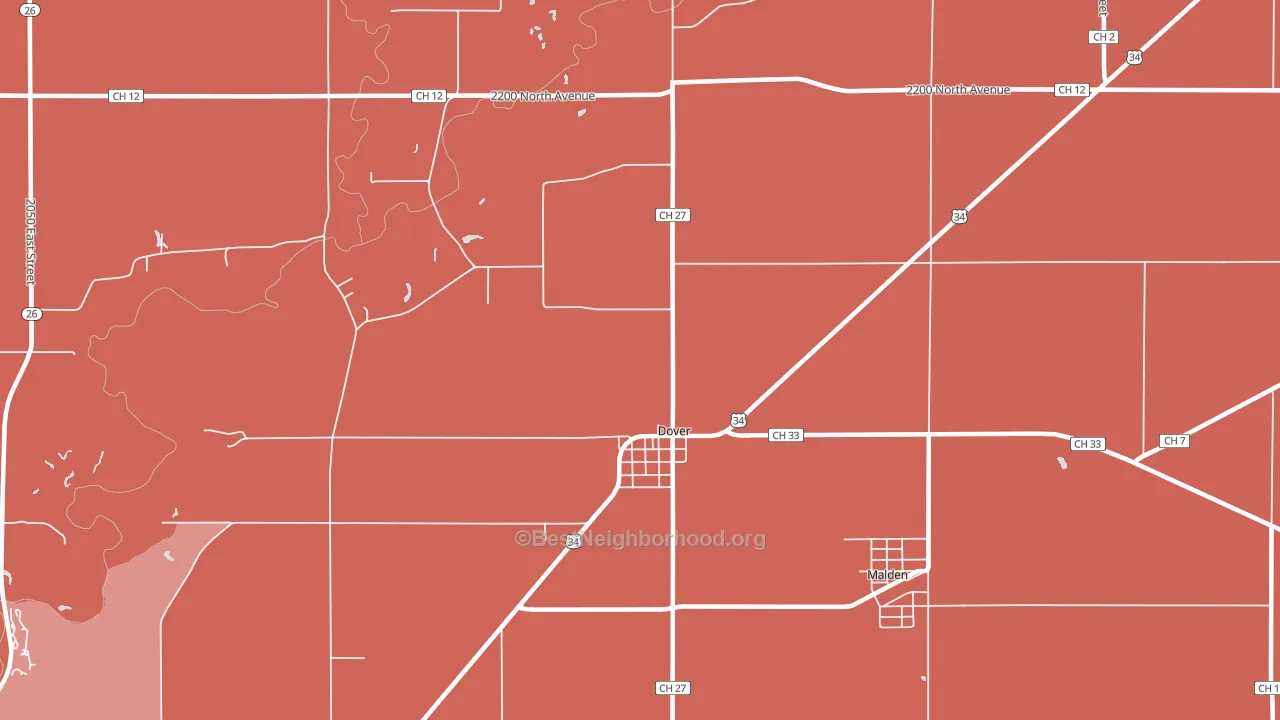 Dover, IL block-group political-lean map