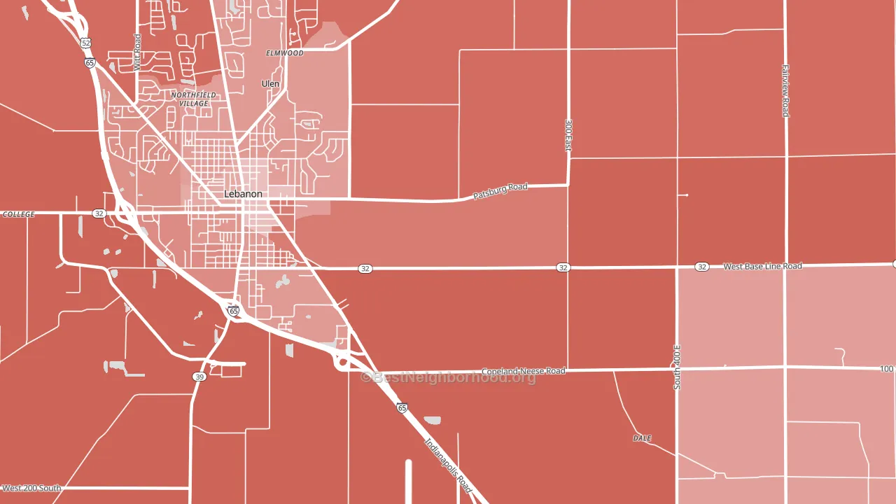 Dover, IN block-group political-lean map