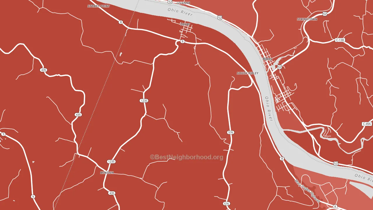 Dover, KY block-group political-lean map