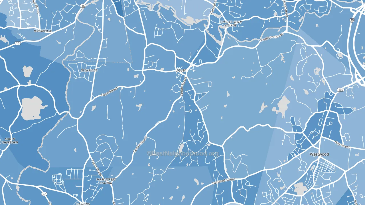 Dover, MA block-group political-lean map