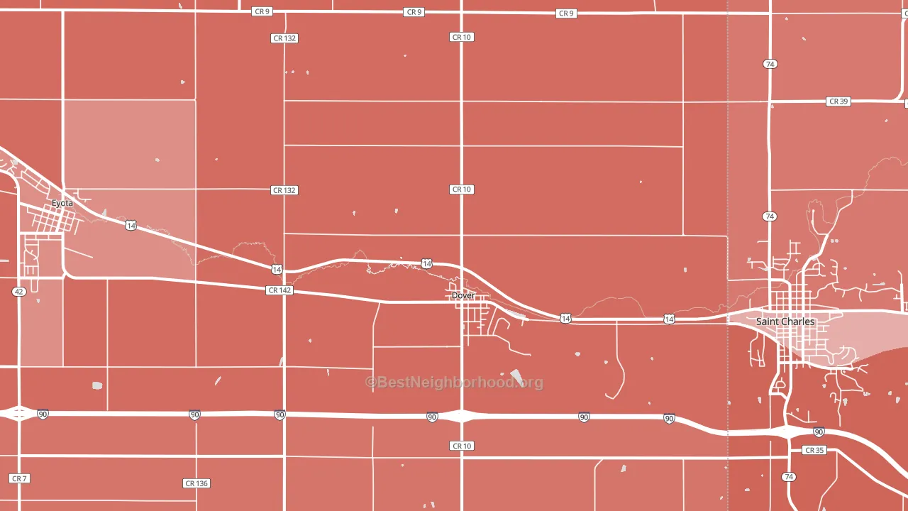 Dover, MN block-group political-lean map