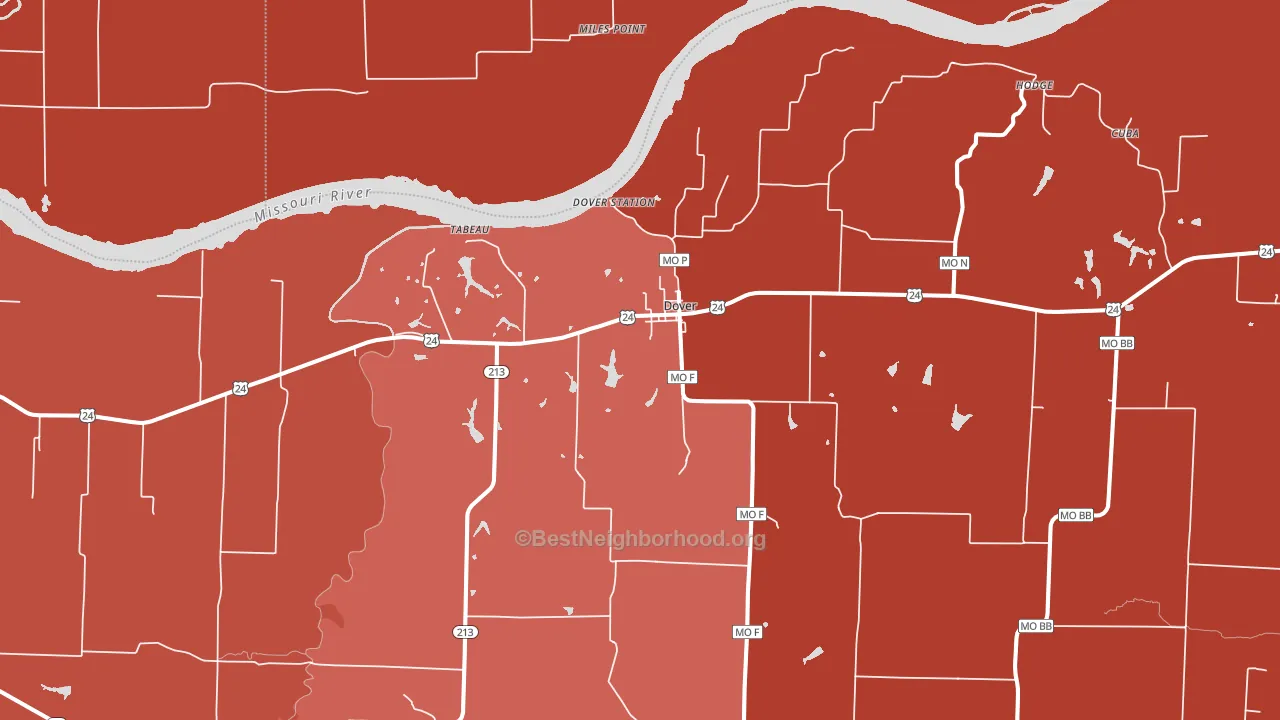 Dover, MO block-group political-lean map