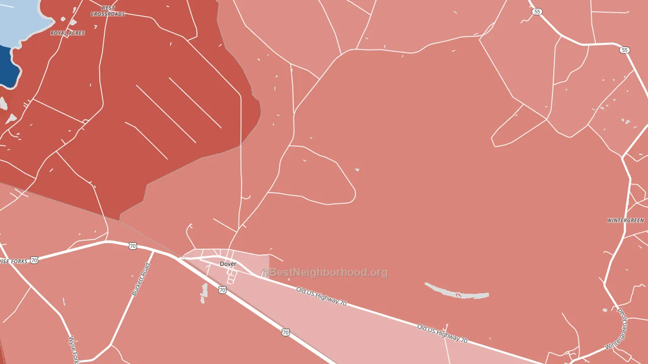Dover, NC block-group political-lean map