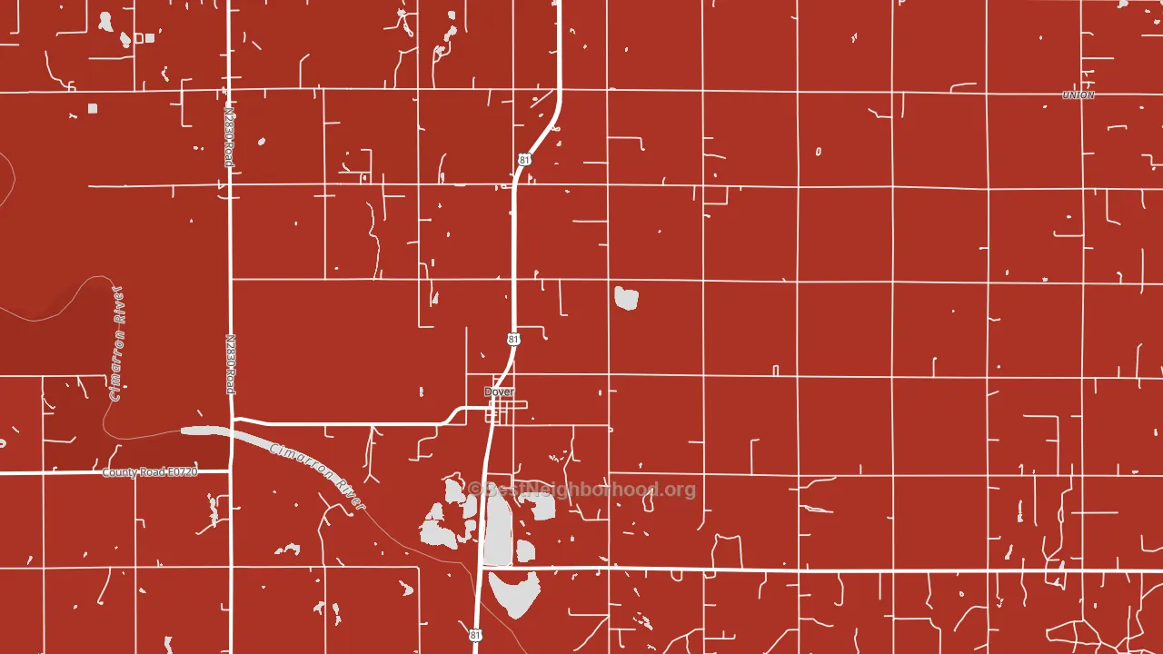 Dover, OK block-group political-lean map