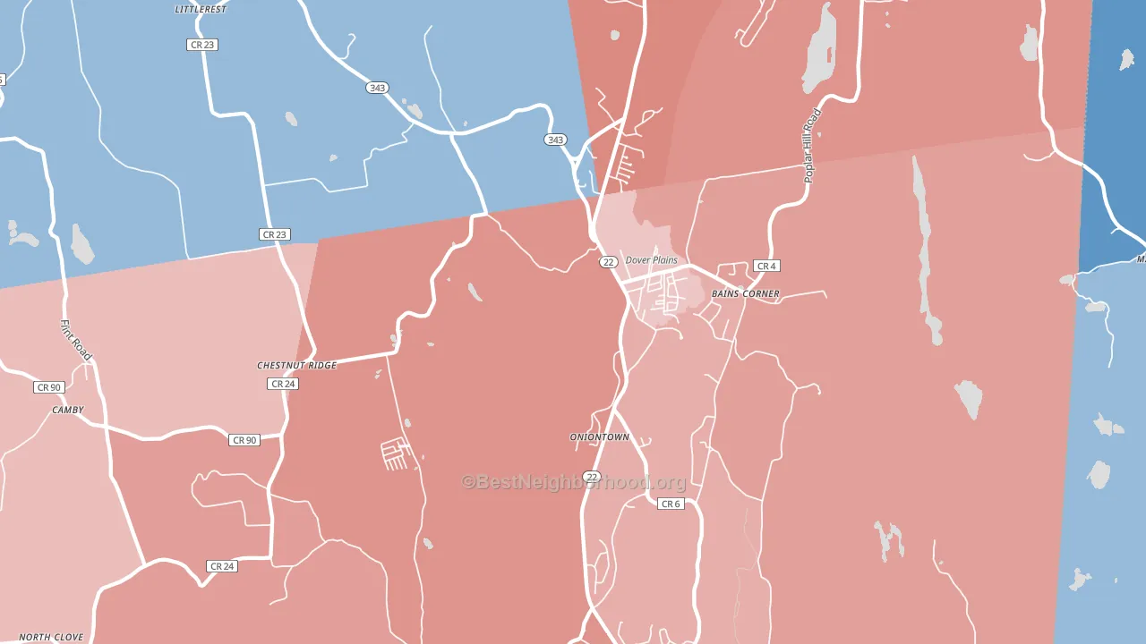 Dover Plains, NY block-group political-lean map