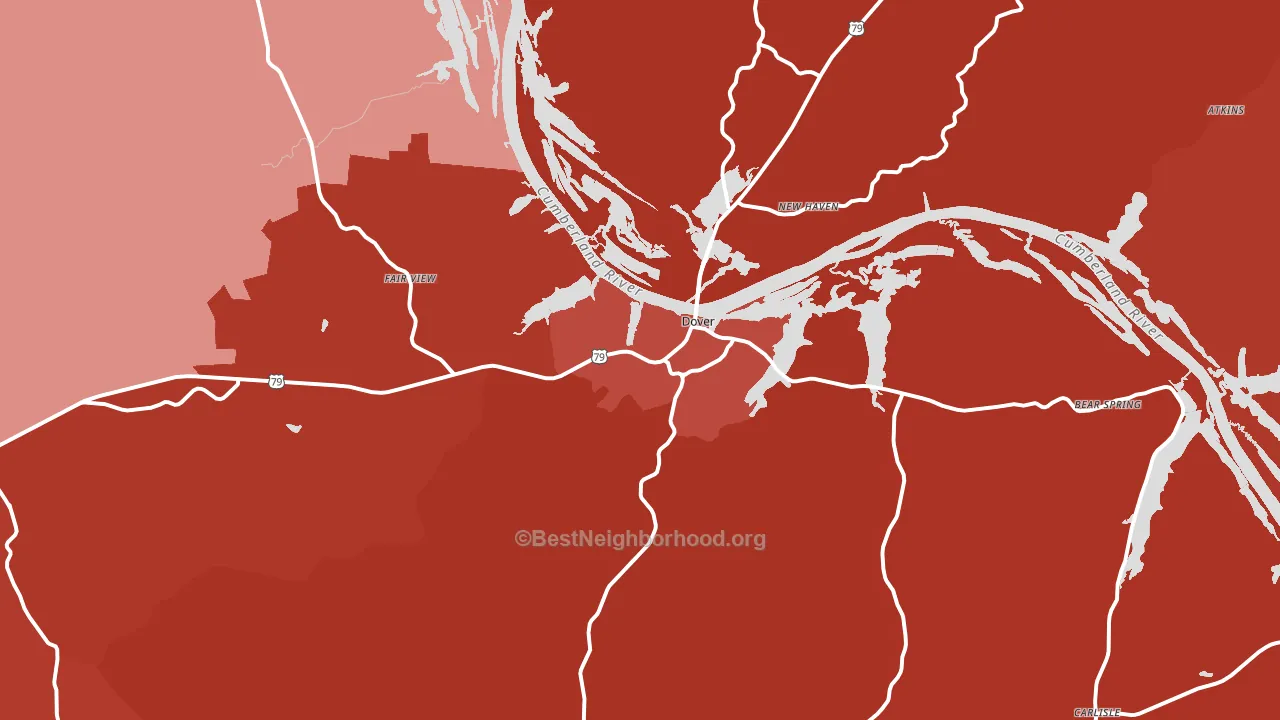 Dover, TN block-group political-lean map