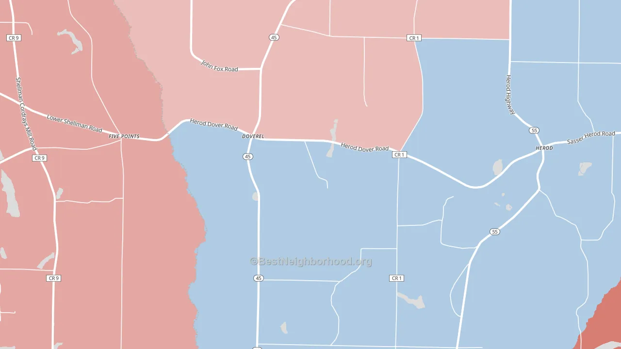 Doverel, GA block-group political-lean map
