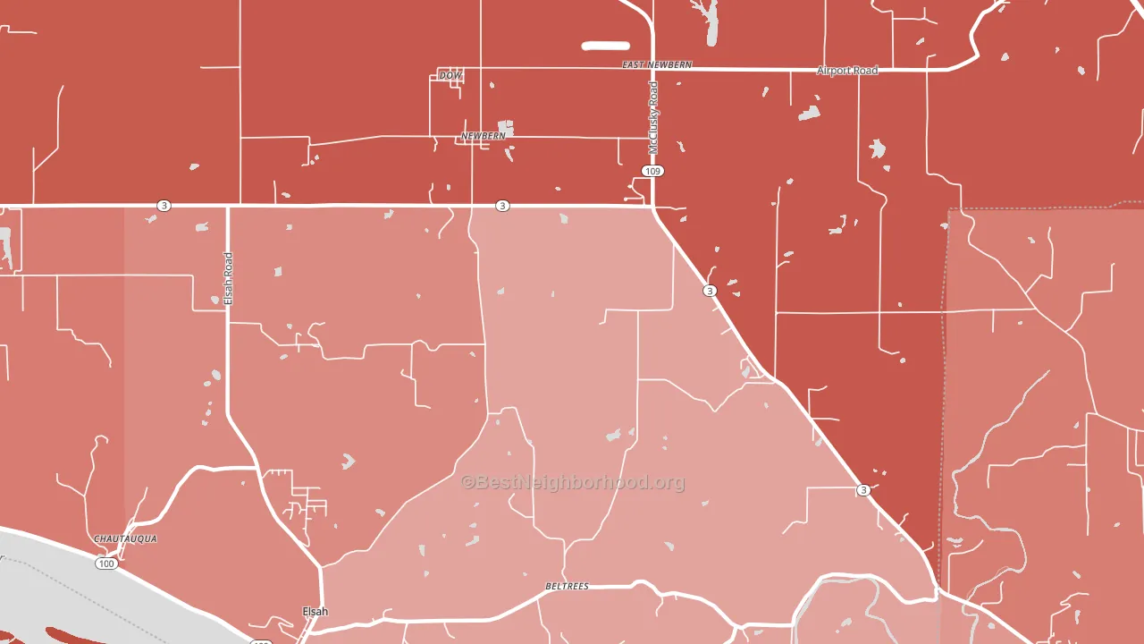 Dow, IL block-group political-lean map