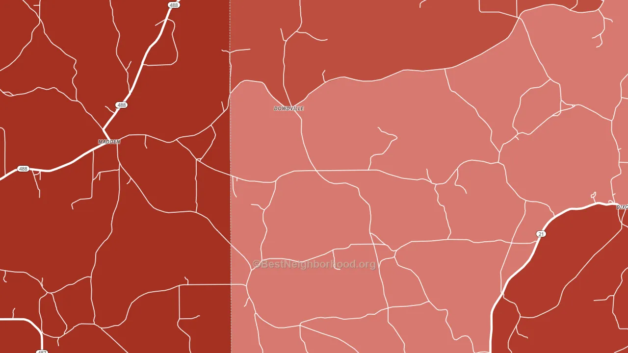 Dowdville, MS block-group political-lean map