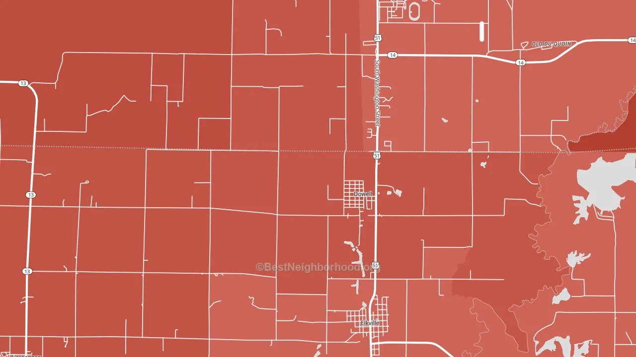 Dowell, IL block-group political-lean map