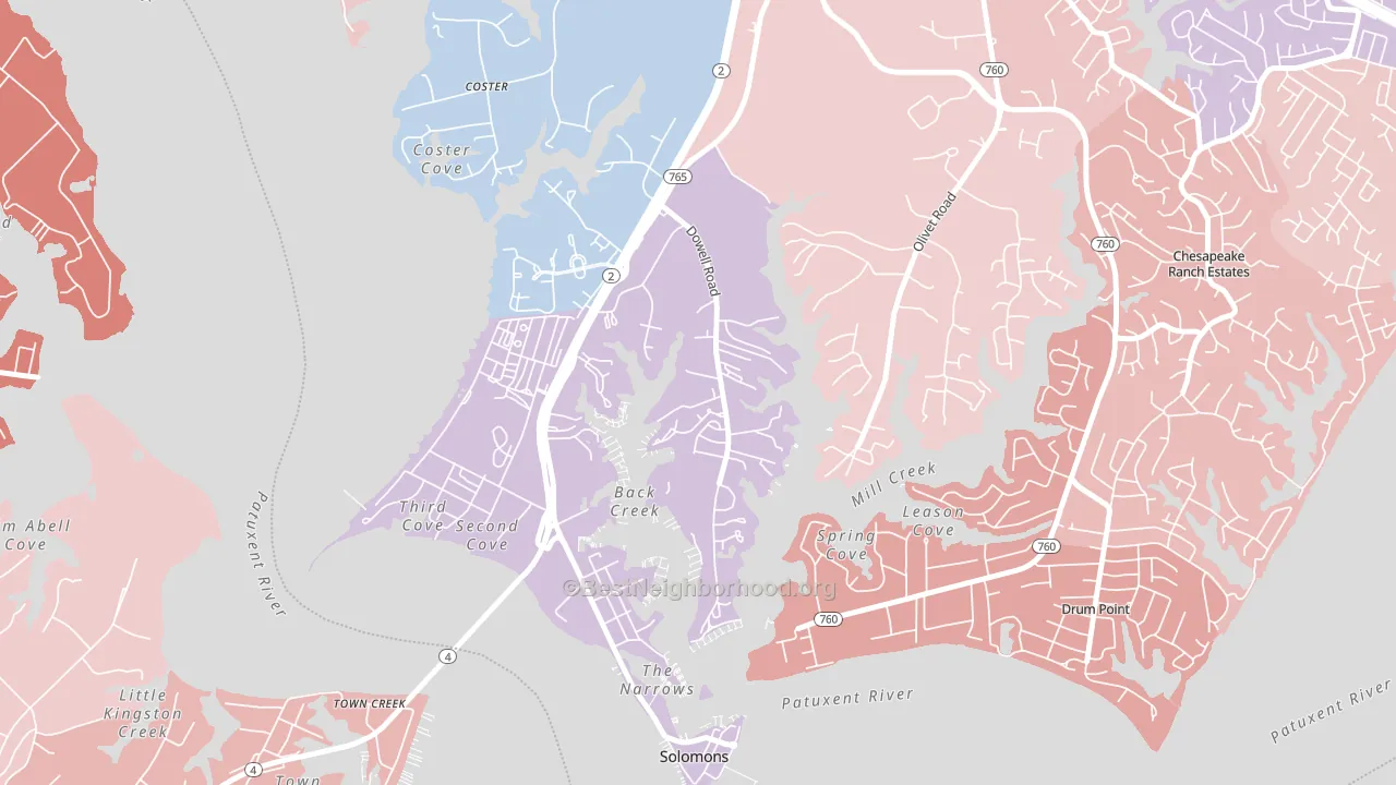 Dowell, MD block-group political-lean map
