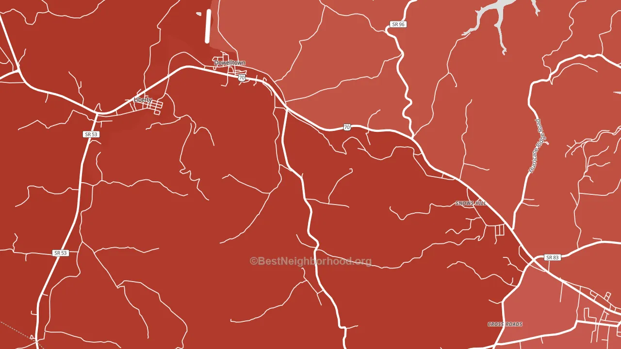 Dowelltown, TN block-group political-lean map