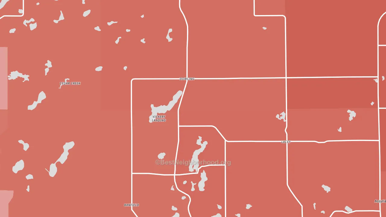 Dowling, MI block-group political-lean map