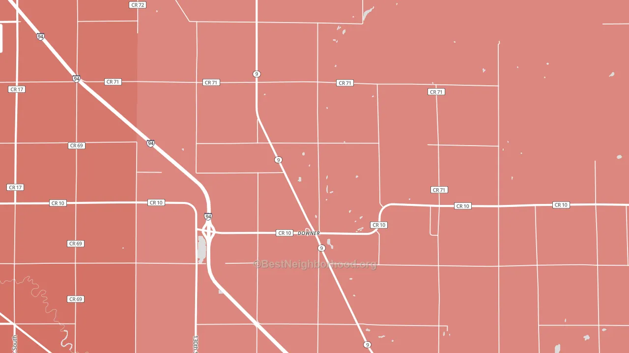 Downer, MN block-group political-lean map