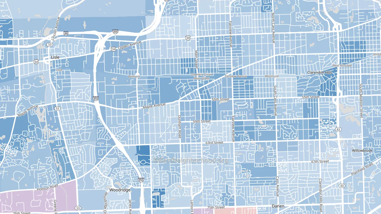 Downers Grove, IL block-group political-lean map