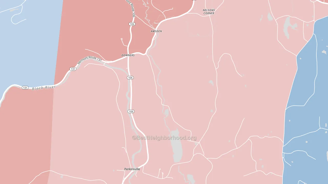 Downers, VT block-group political-lean map