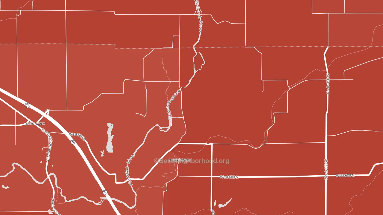 Downeyville, IN block-group political-lean map