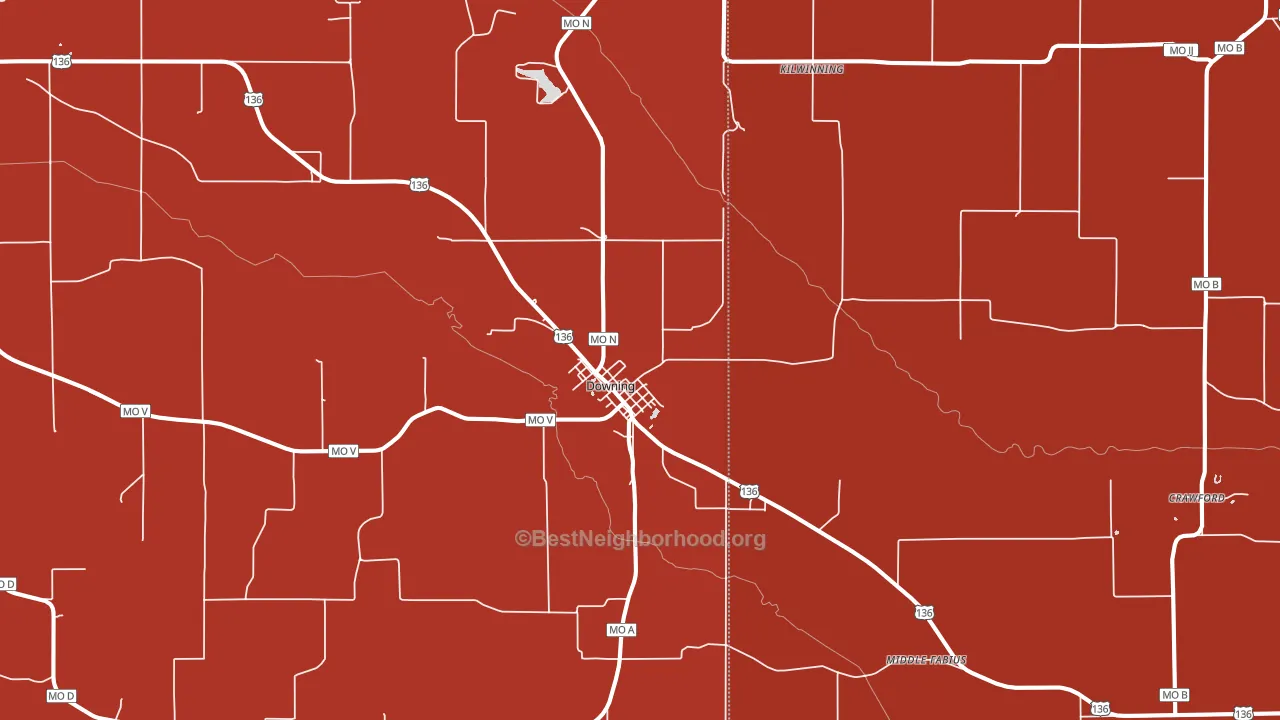 Downing, MO block-group political-lean map
