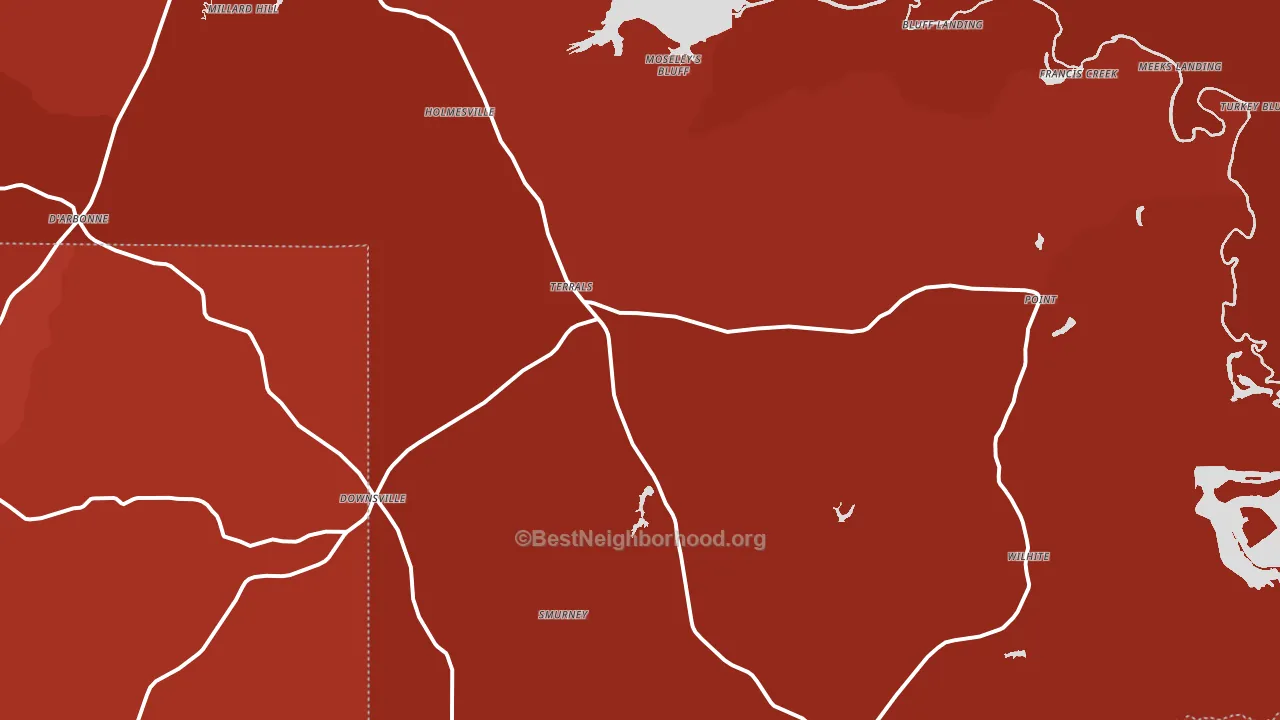 Downsville, LA block-group political-lean map