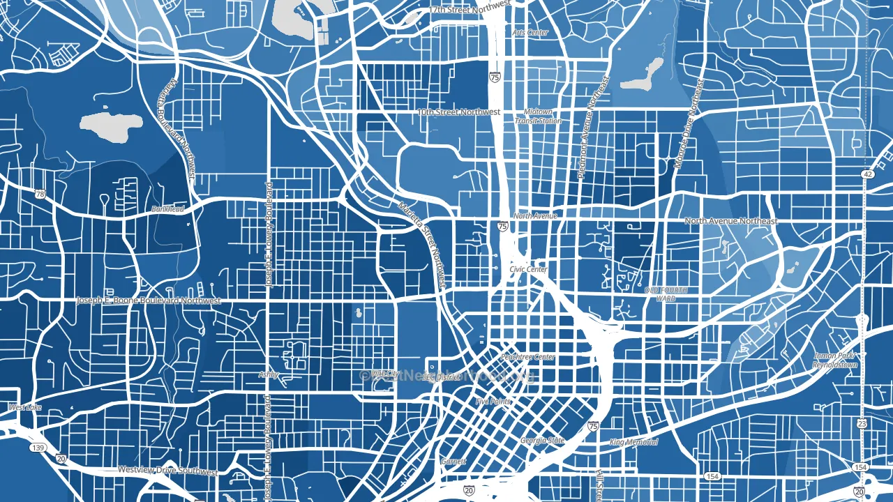 Downtown, Atlanta, GA block-group political-lean map
