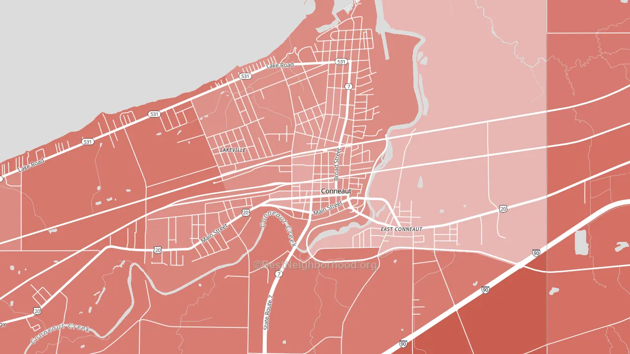 Downtown Conneaut, Conneaut, OH block-group political-lean map