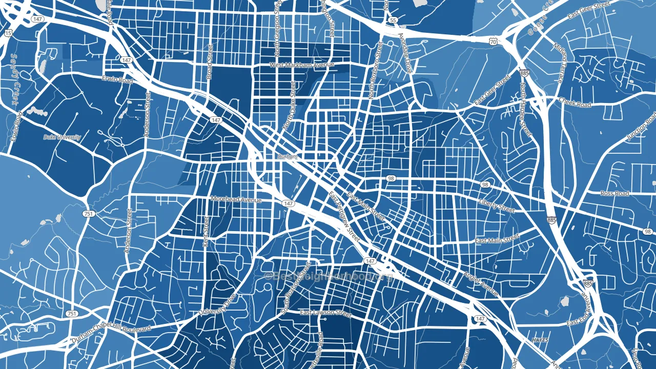 Downtown Durham, Durham, NC block-group political-lean map